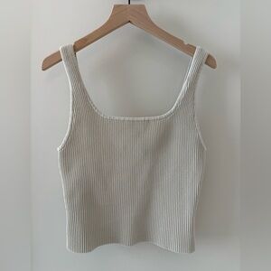 Aritzia Babaton Ribbed Cream White Tank Top
